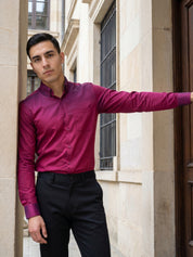 Men’s Solid Button-Down Collar Formal Shirt