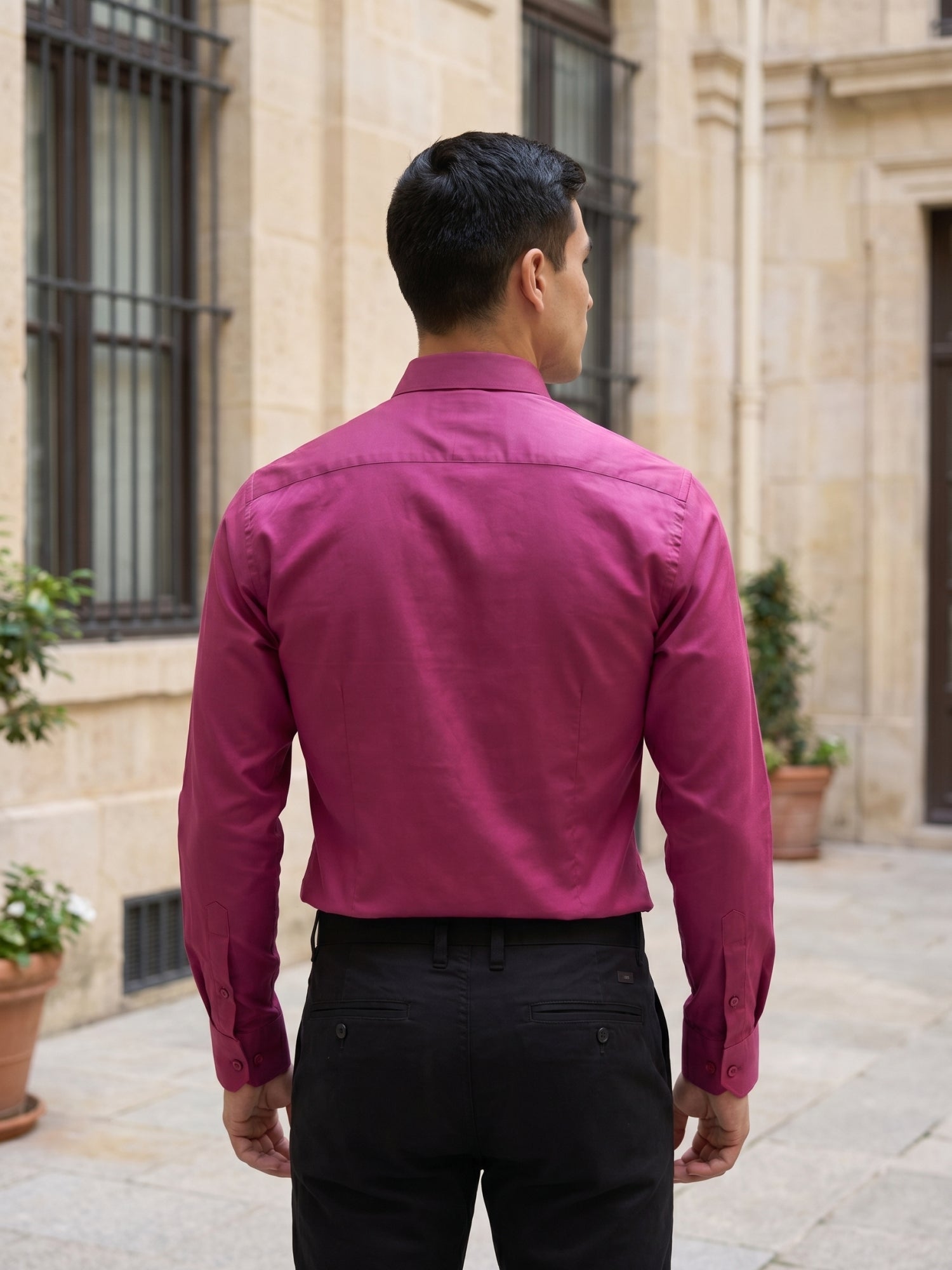 Men’s Solid Button-Down Collar Formal Shirt