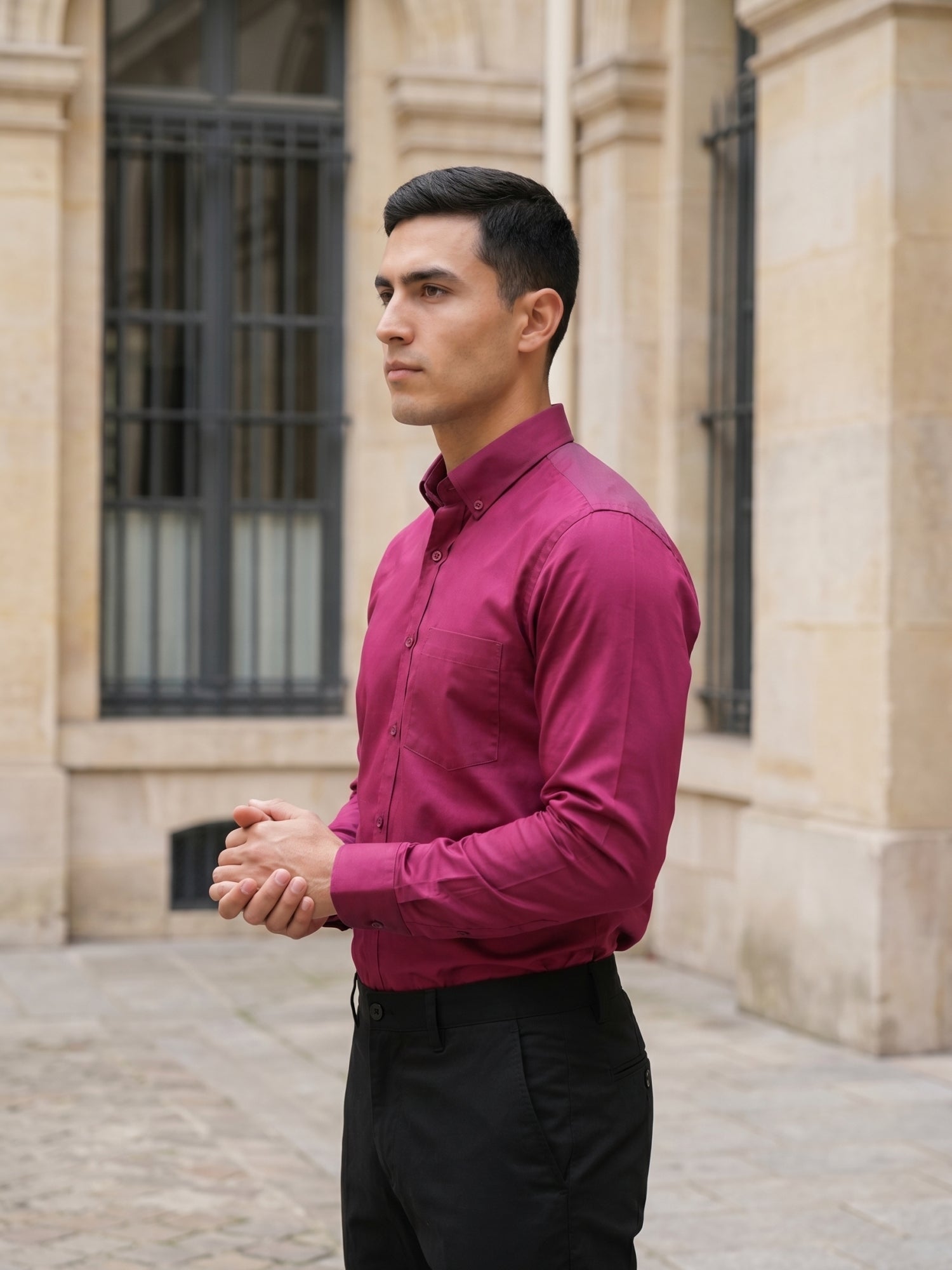 Men’s Solid Button-Down Collar Formal Shirt