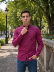 Men’s Solid Button-Down Collar Casual Shirt