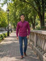 Men’s Solid Button-Down Collar Casual Shirt