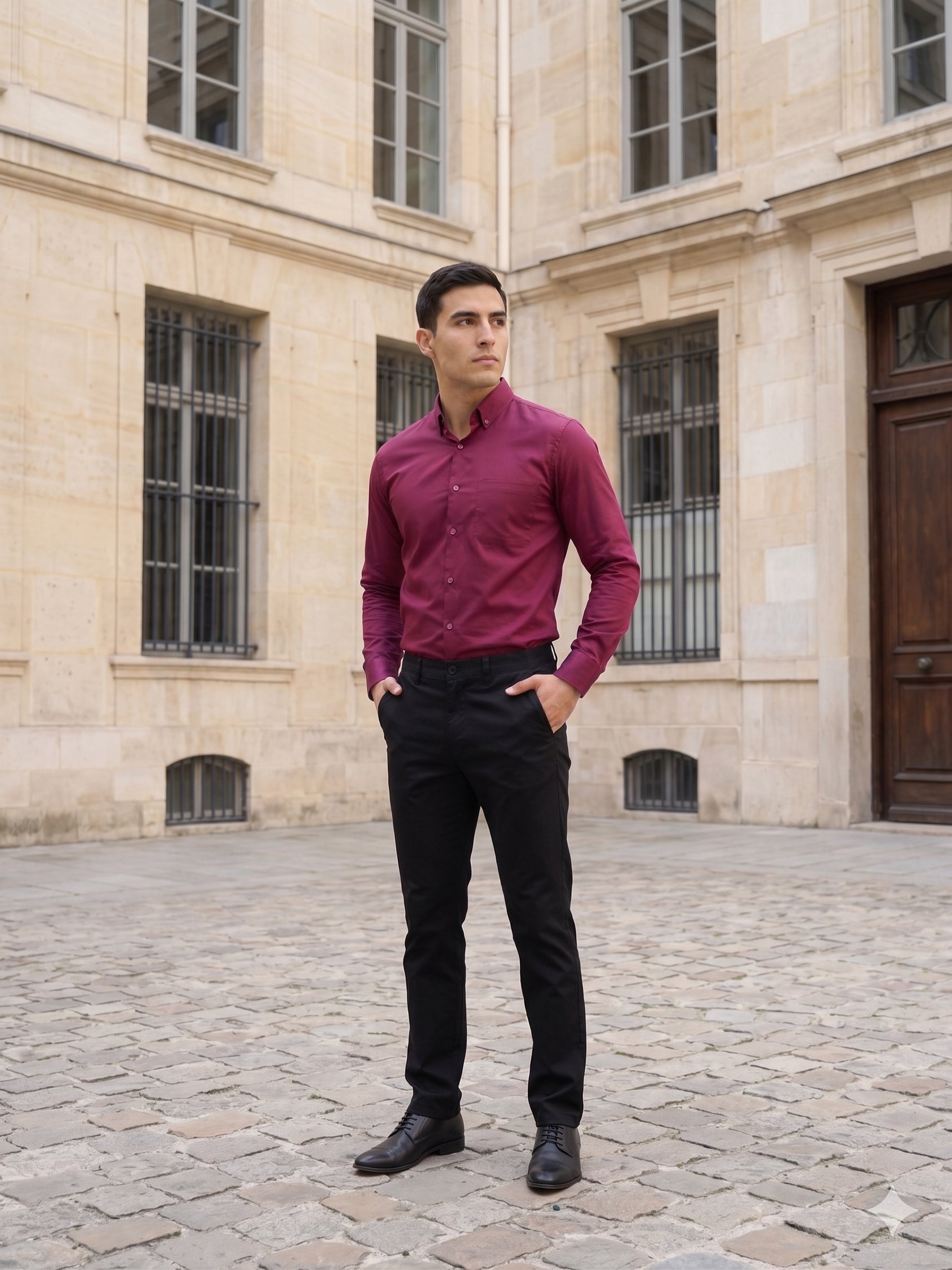 Men’s Solid Button-Down Collar Formal Shirt