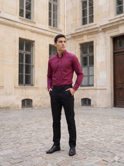 Men’s Solid Button-Down Collar Formal Shirt