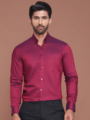 Button Detail - Wine Solid Men's Shirt