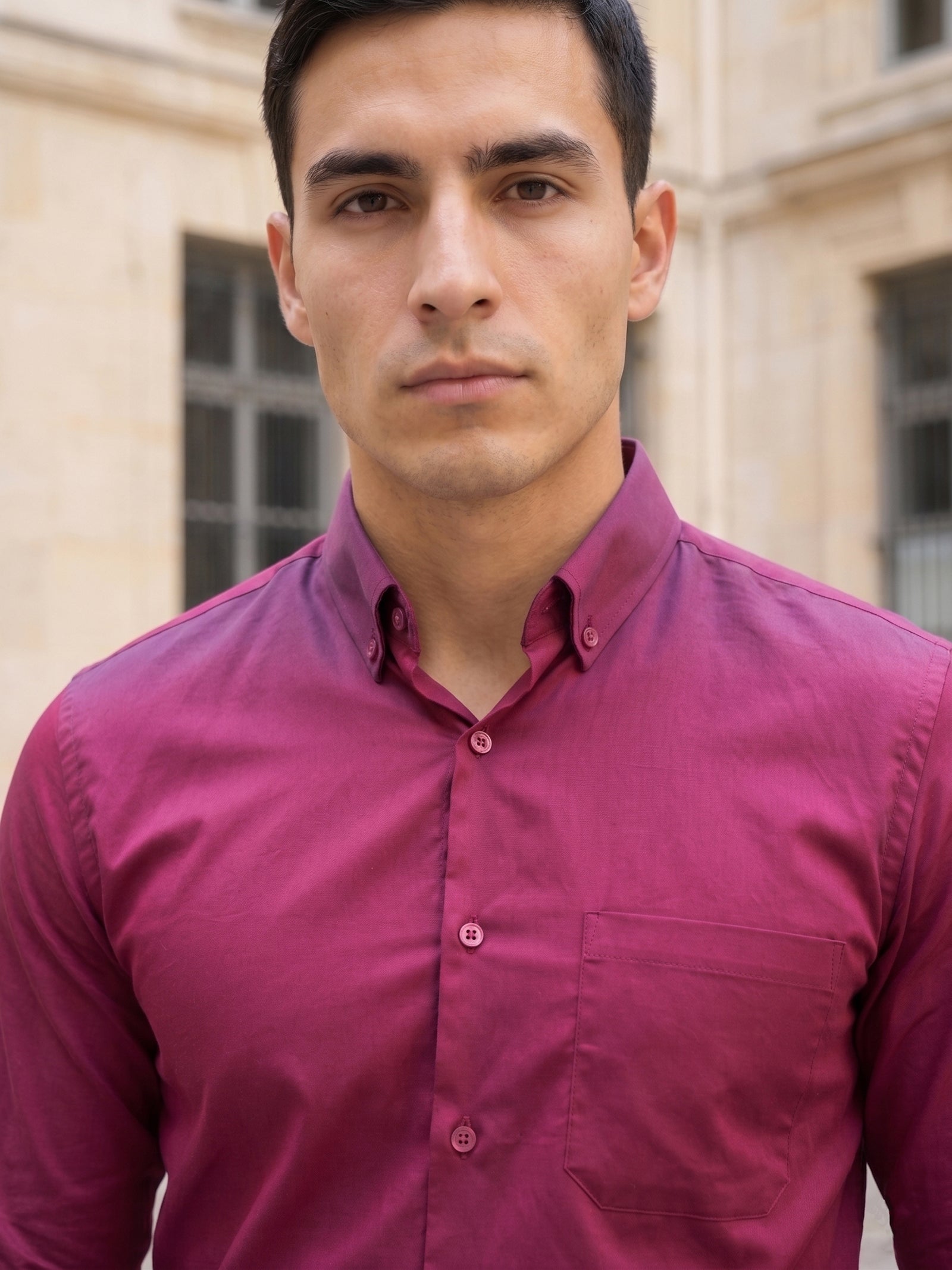 Men’s Solid Button-Down Collar Casual Shirt