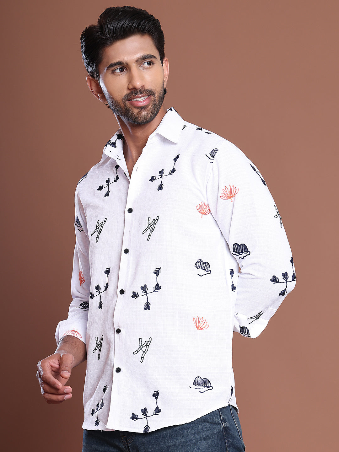 Men Embroidered Regular Fit Casual  Shirt