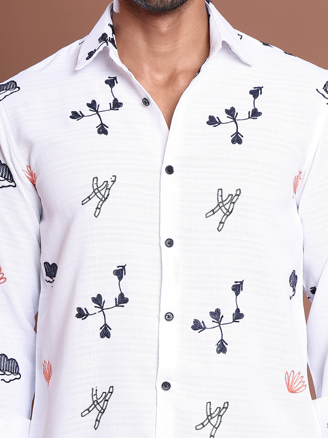 Men Embroidered Regular Fit Casual  Shirt