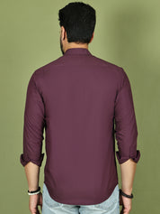 Wine Solid Shirt Back View - Clean Finish