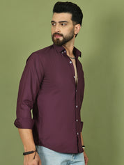 Close Up - Wine Solid Shirt Collar Detail