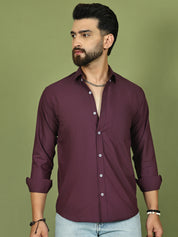 Button Detail - Wine Solid Men's Shirt