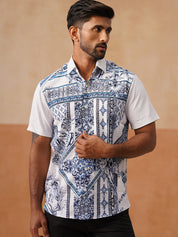 Casual Cotton Blend Shirt with Artistic Print