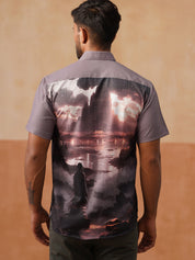Casual Cotton Blend Shirt with Artistic Print