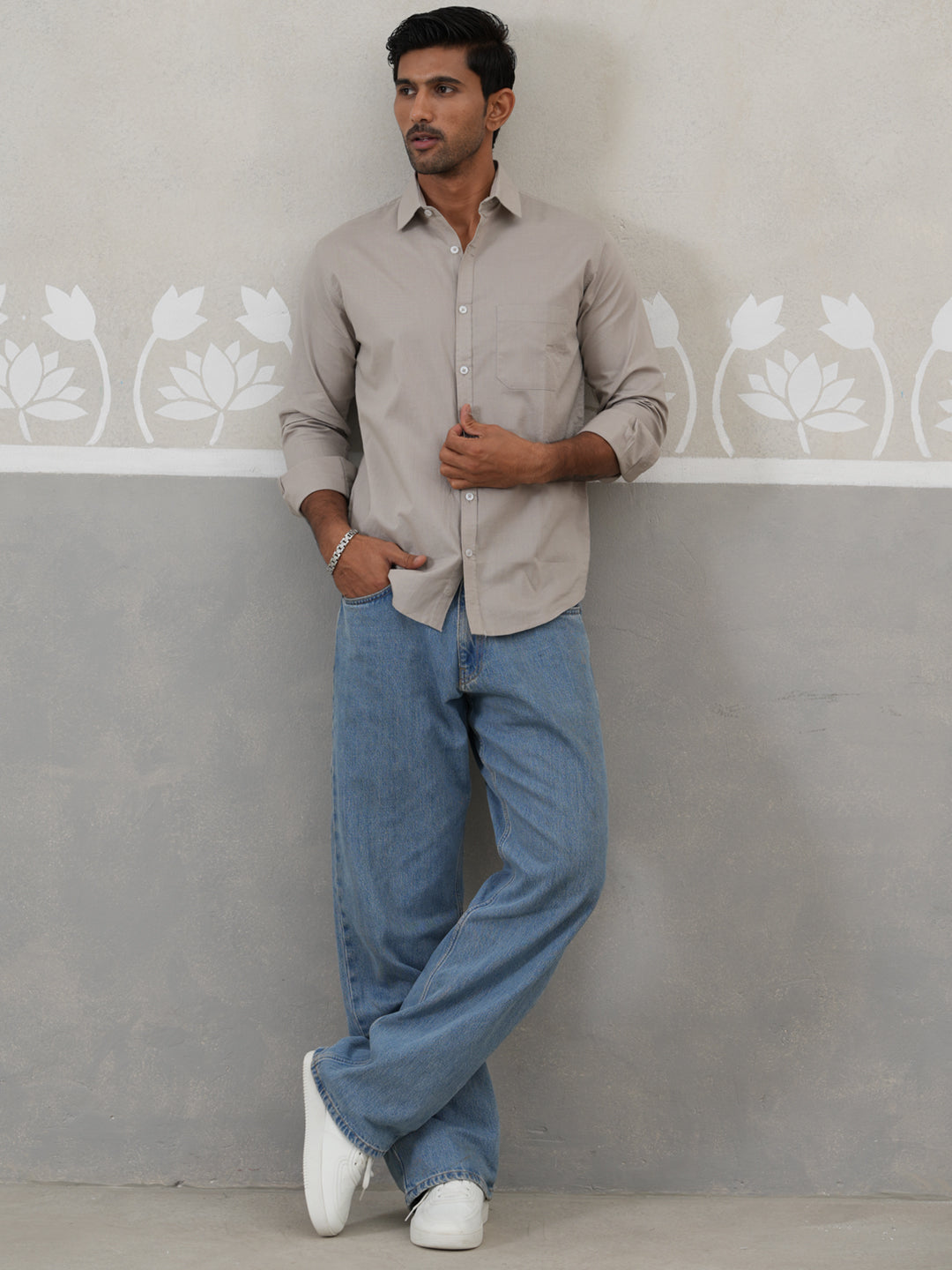 Solid Pure Cotton Casual Shirt for Men