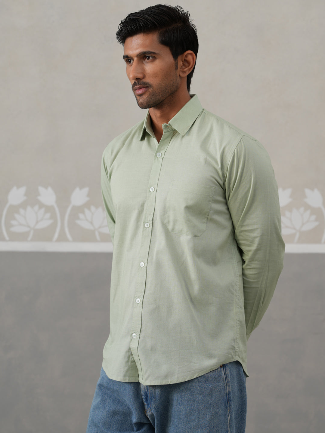 Solid Pure Cotton Casual Shirt for Men