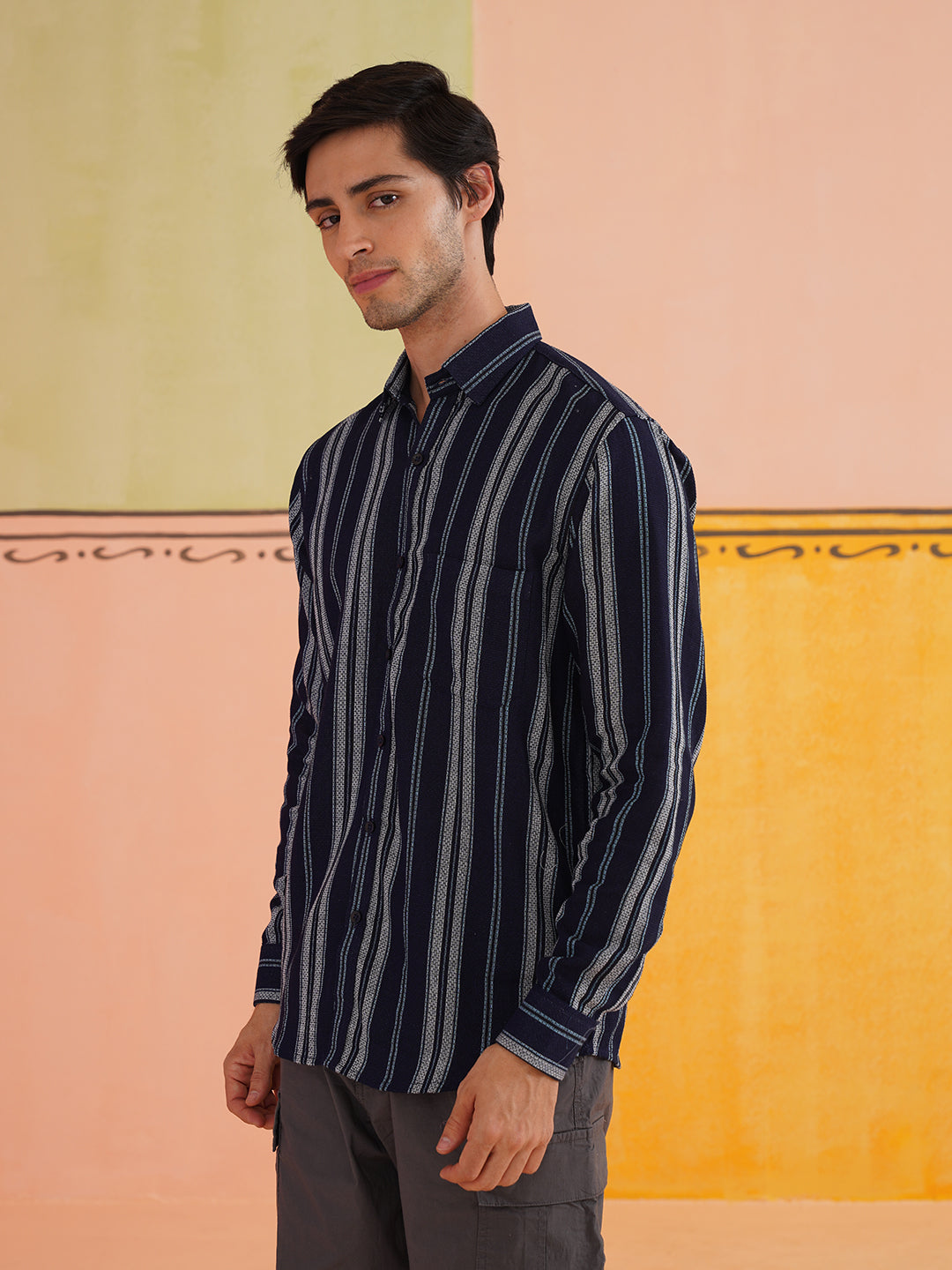 Striped Pure Cotton Casual Shirt for Men