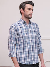 Blue Regular Fit Checks Formal Shirts for Men