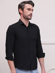 Black Micro Checks Formal Shirts for Men