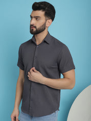 Men's Striped Shirt in Grey - Side Profile