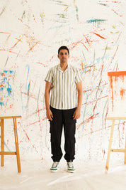 White Shirt Spread Collar Close Up - Premium Stitching