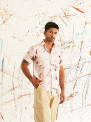 Men's Red Printed Shirt - Premium 70% Cotton 30% Polyester - Front