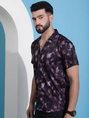 Men's Printed Shirt in Purple - Side Profile