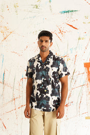 Men's Printed Shirt in White - Side Profile