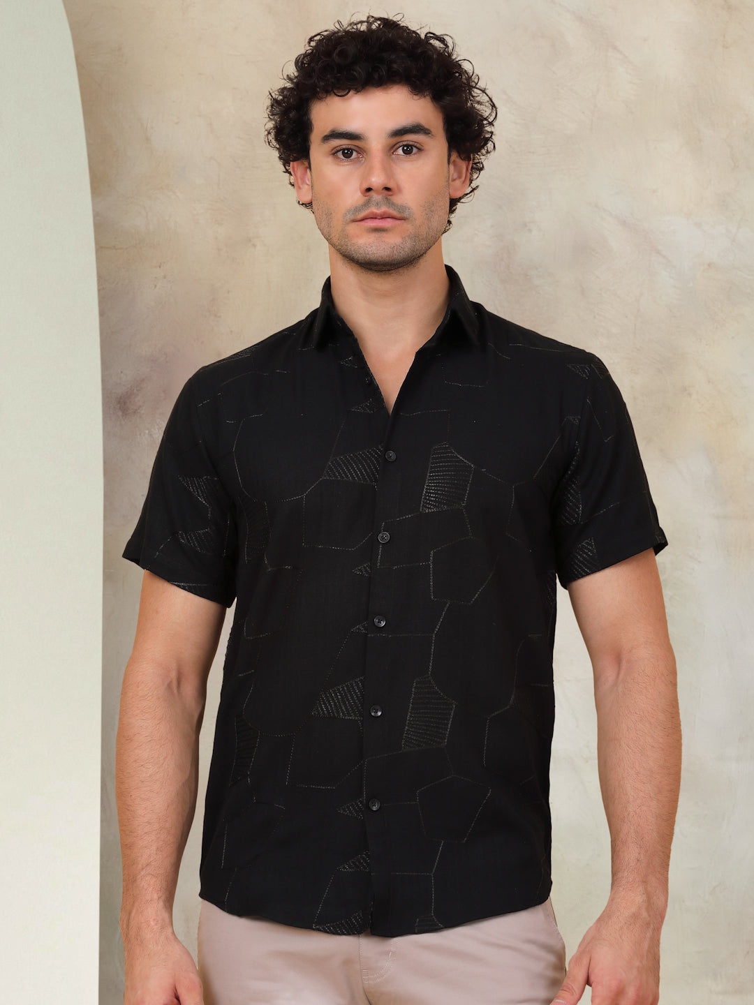 Premium 70% Cotton 30% Polyester Fabric - Black Shirt Detail