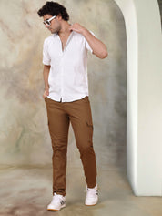 Close Up - White Self Design Shirt Collar Detail