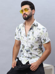  Printed Cotton Shirt for Men - Front View - Indian Needle