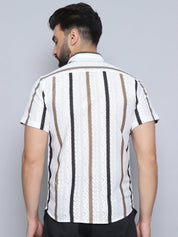 Brown Striped Shirt Back View - Clean Finish