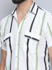 Striped Semi Sheer Casual Shirt For Men