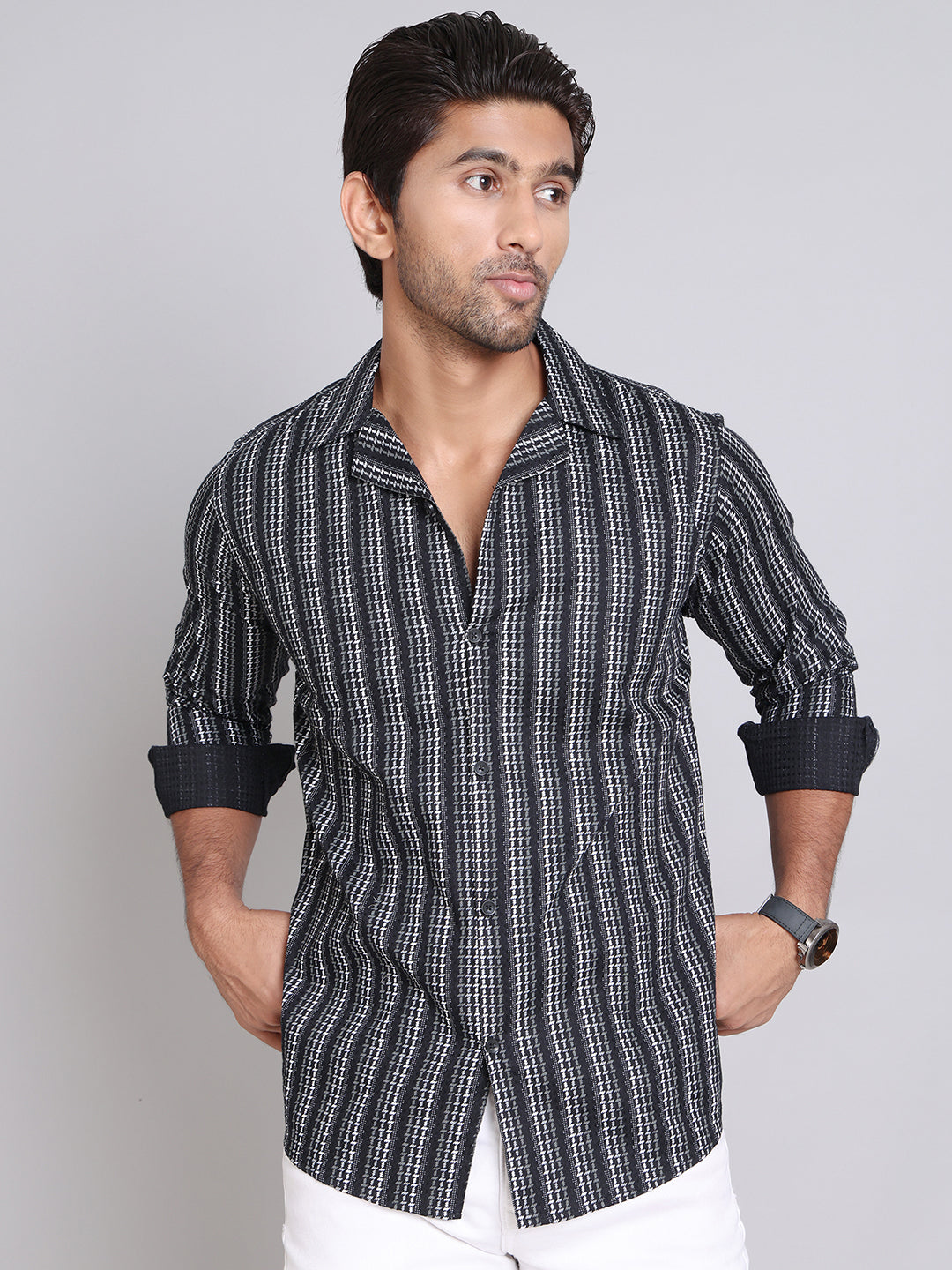 Stripes Cotton Regular Fit Men's Casual Shirt