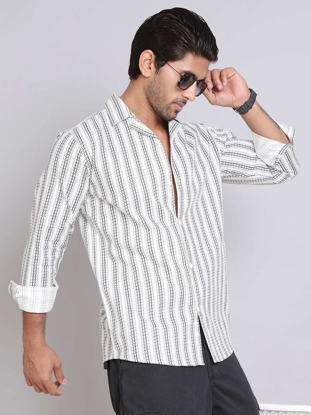 Stripes Cotton Regular Fit Men's Casual Shirt