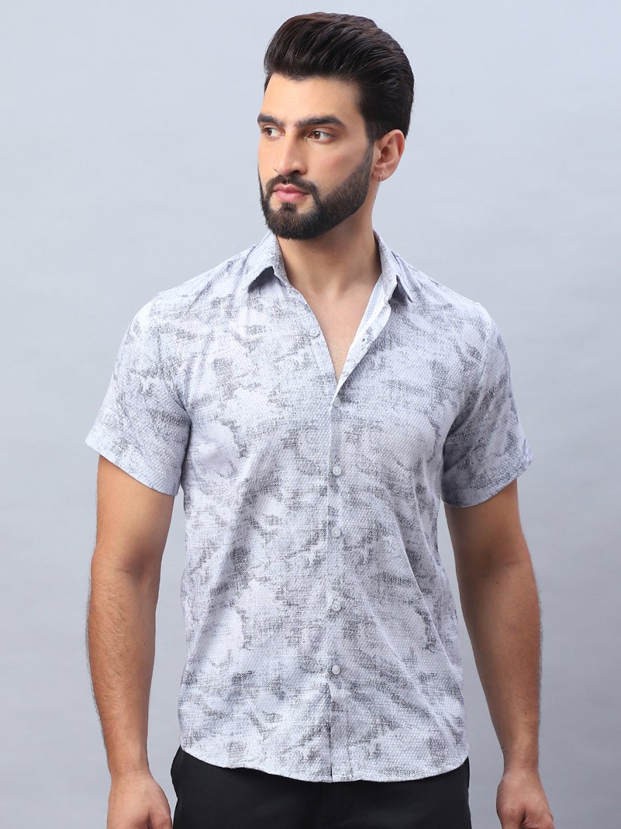 Abstract Printed Casual Shirt for Men - SF_984Light-Grey_S