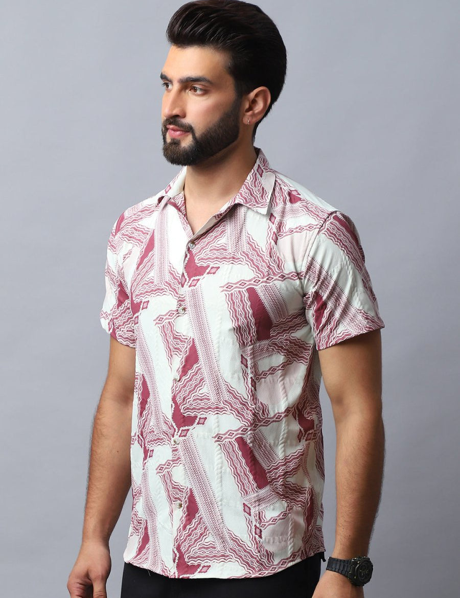 Abstract Printed Casual Shirt for Men - SF_987Red_S