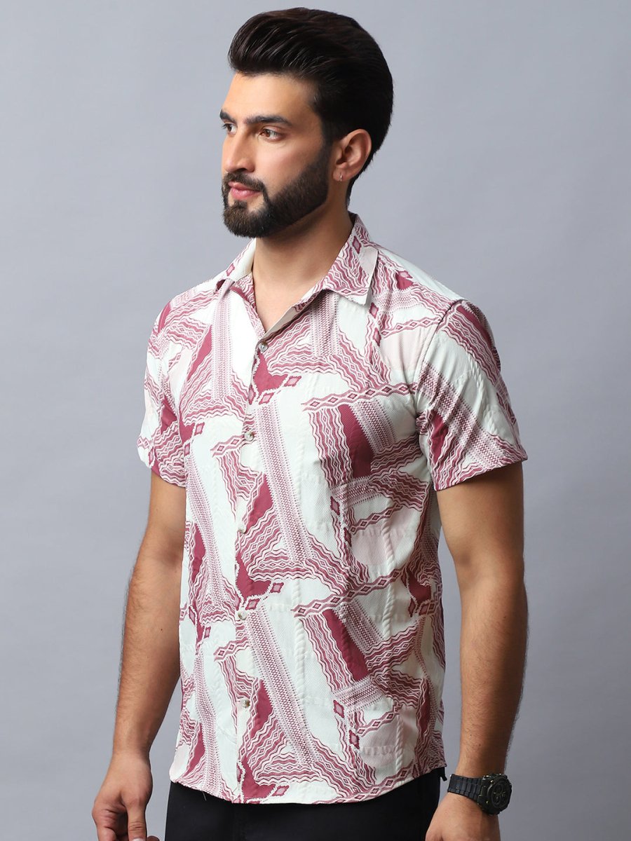 Abstract Printed Casual Shirt for Men - SF_987Red_S