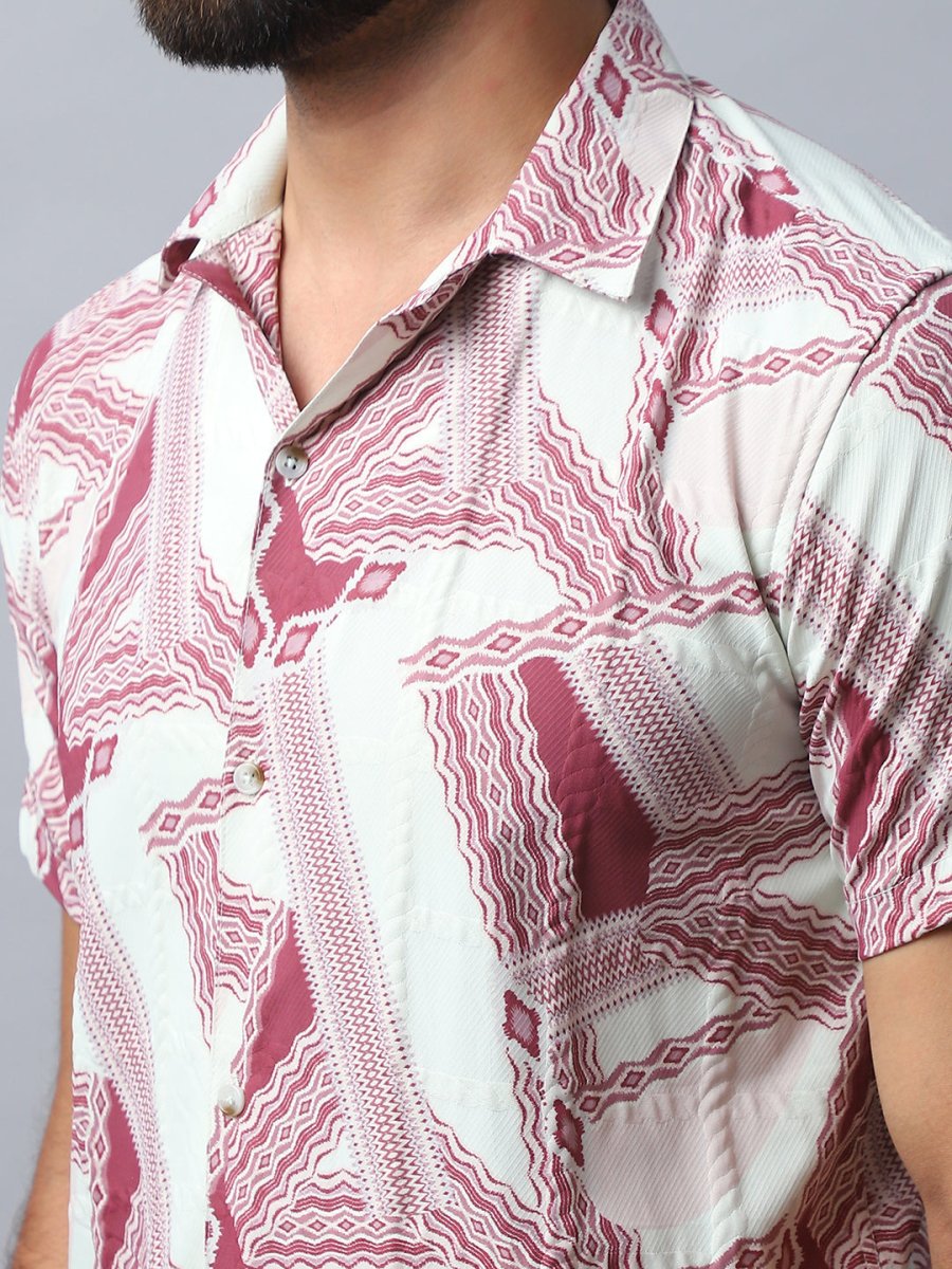 Abstract Printed Casual Shirt for Men - SF_987Red_S