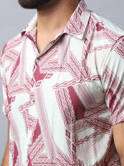 Abstract Printed Casual Shirt for Men - SF_987Red_S