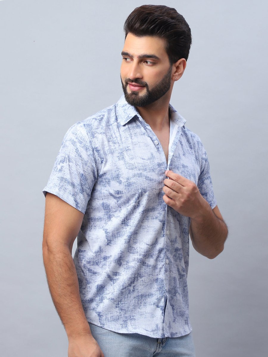 Abstract Printed Casual Shirt for Men - SF_984Blue_S
