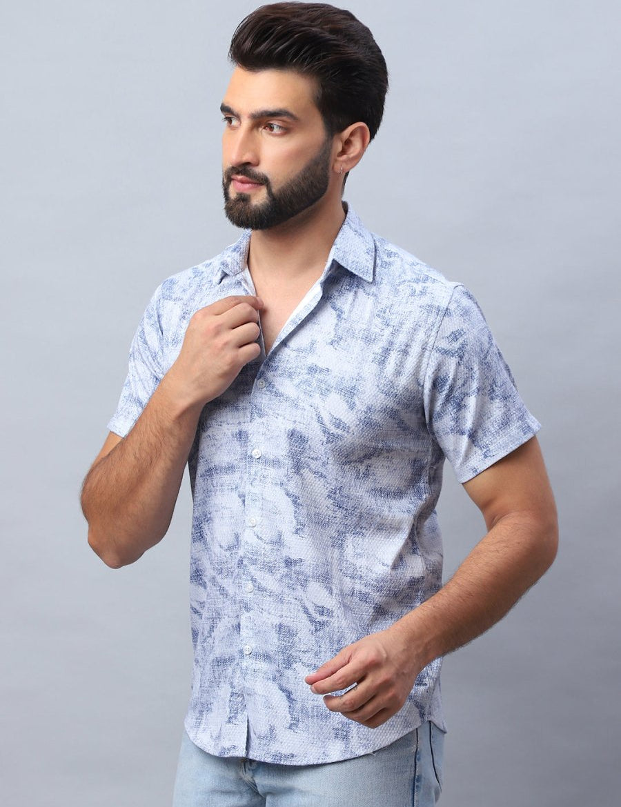 Abstract Printed Casual Shirt for Men - SF_984Blue_S
