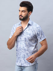 Abstract Printed Casual Shirt for Men - SF_984Blue_S