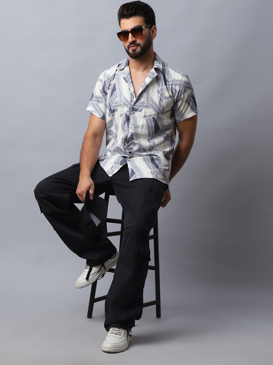 Abstract Printed Casual Shirt for Men - SF_987Grey_S