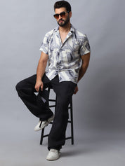 Abstract Printed Casual Shirt for Men - SF_987Grey_S