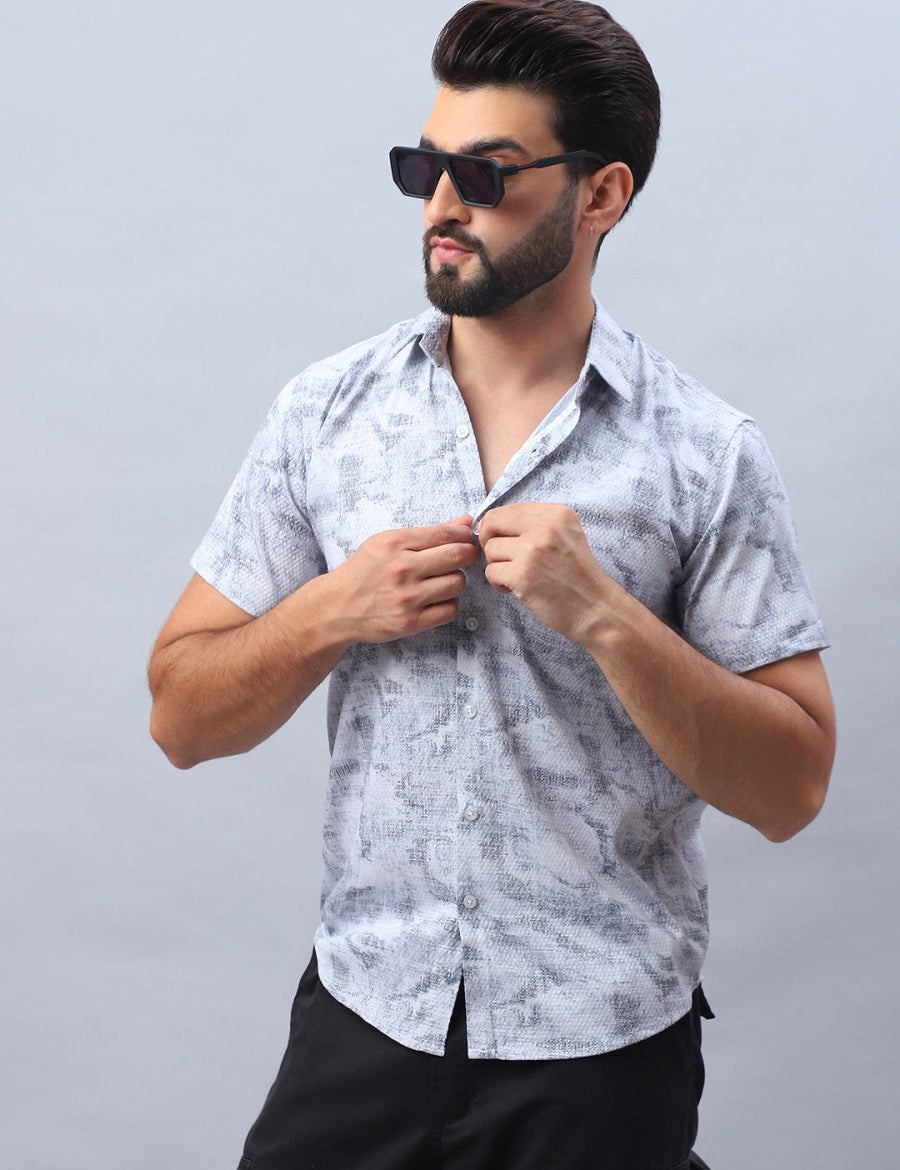 Abstract Printed Casual Shirt for Men - SF_984Light-Grey_S