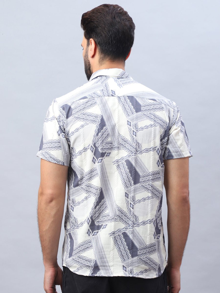Abstract Printed Casual Shirt for Men - SF_987Grey_S