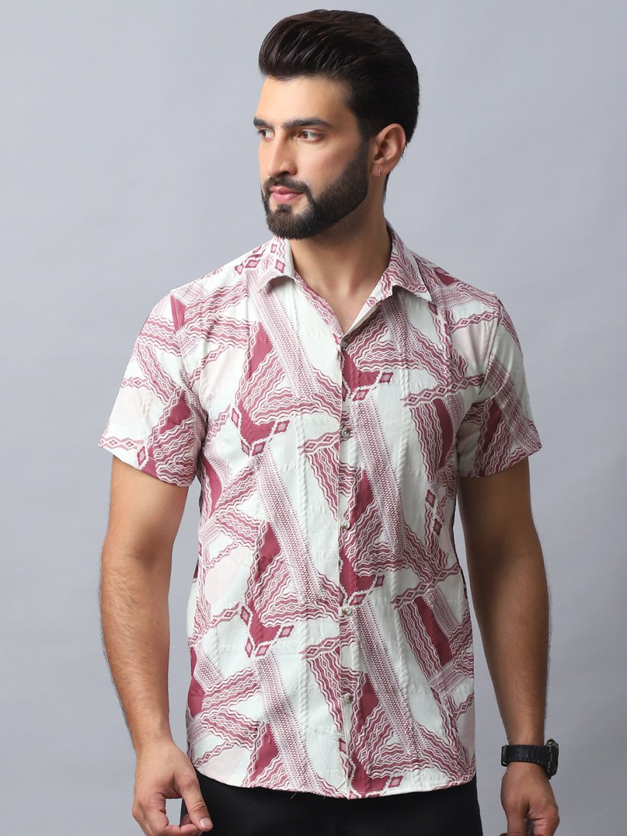 Abstract Printed Casual Shirt for Men - SF_987Red_S