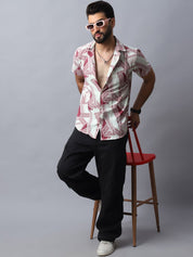 Abstract Printed Casual Shirt for Men - SF_987Red_S