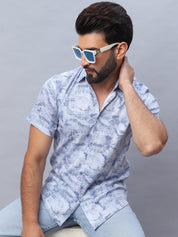 Abstract Printed Casual Shirt for Men - SF_984Blue_S