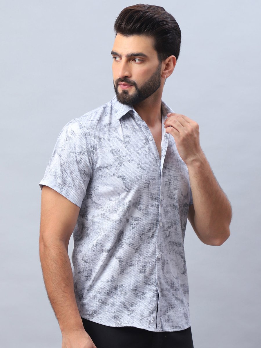 Abstract Printed Casual Shirt for Men - SF_984Light-Grey_S