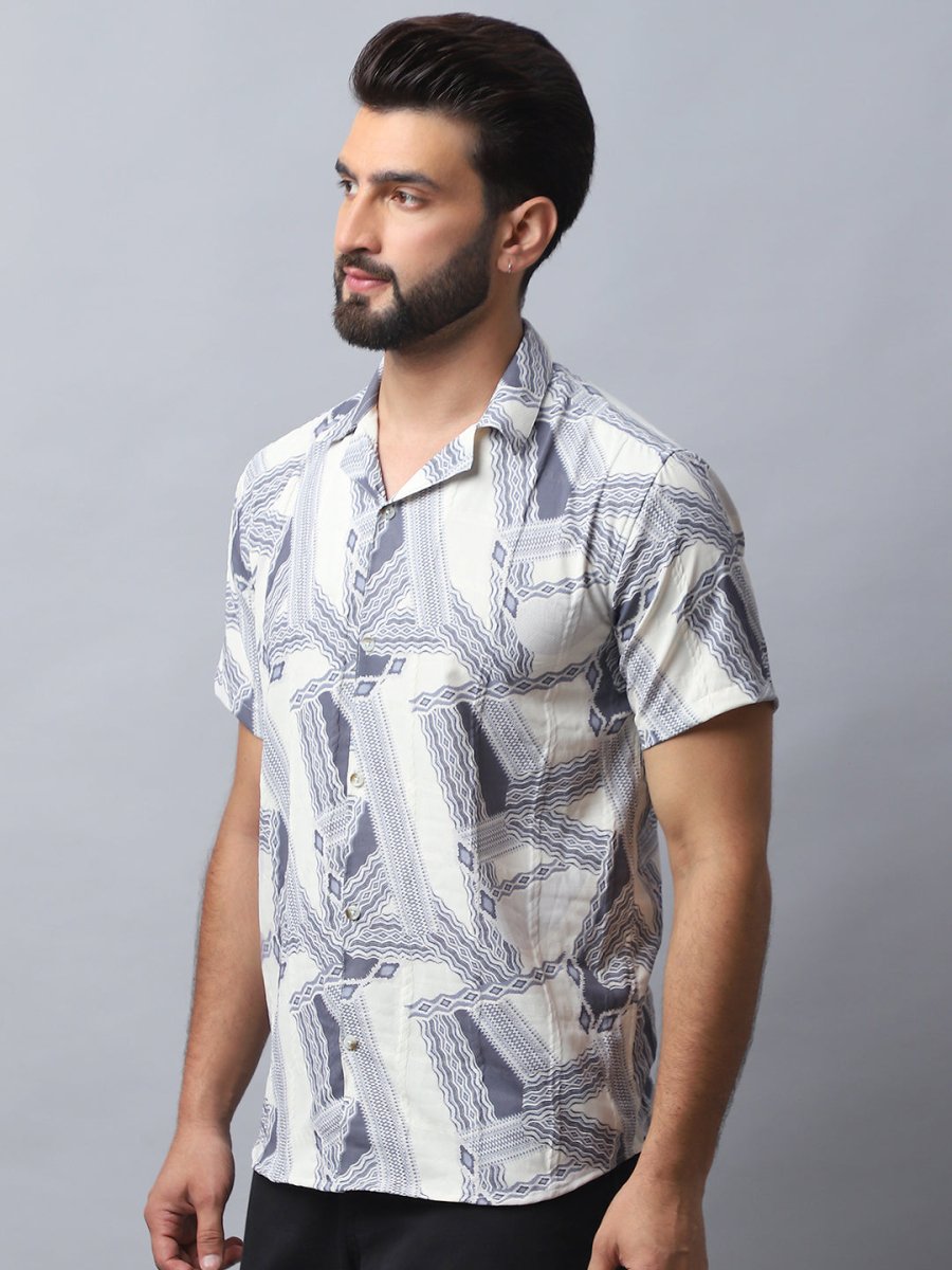 Abstract Printed Casual Shirt for Men - SF_987Grey_S